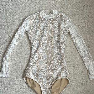 White lace leotard